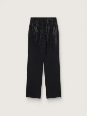 Pantaloni din denim de bumbac pentru femei, cu decorațiuni din cristale cu efect de umbră