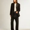 Pantaloni din denim de bumbac pentru femei, cu decorațiuni din cristale cu efect de umbră