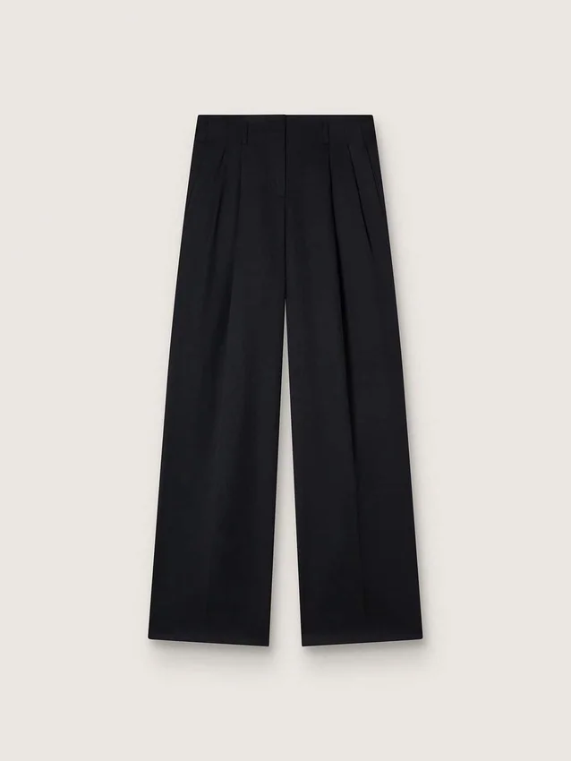 Pantaloni din gabardină de lână neagră pentru femei