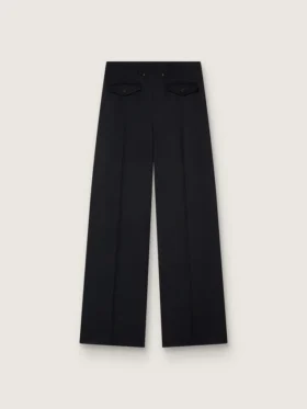 Pantaloni din gabardină de lână neagră pentru femei