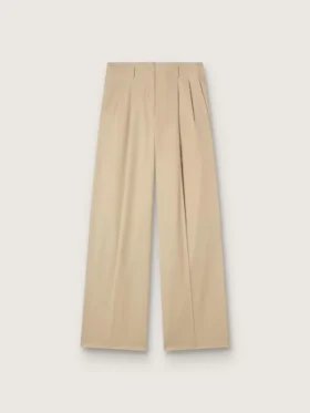 Pantaloni din gabardină de lână pentru femei, în nuanța nisip