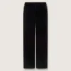 Pantaloni evazați slim-fit pentru femei, din catifea de bumbac neagră