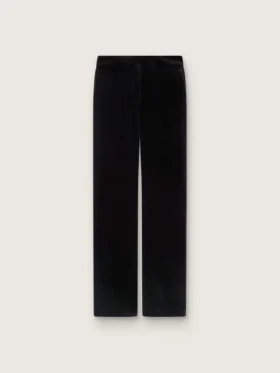 Pantaloni evazați slim-fit pentru femei, din catifea de bumbac neagră