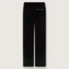 Pantaloni evazați slim-fit pentru femei, din catifea de bumbac neagră