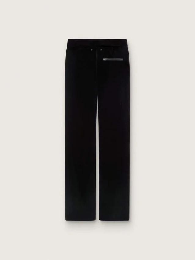 Pantaloni evazați slim-fit pentru femei, din catifea de bumbac neagră
