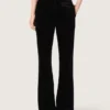 Pantaloni evazați slim-fit pentru femei, din catifea de bumbac neagră