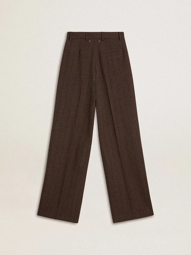 Pantaloni maro din lână virgină pentru femei