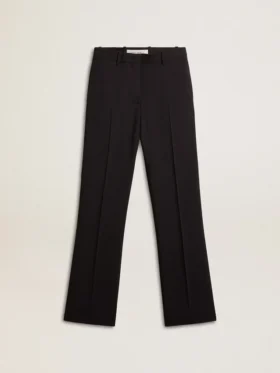 Pantaloni moi pentru femei, de culoare albastru închis, din amestec de lână