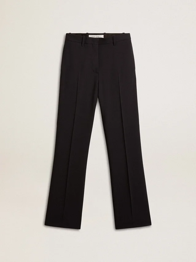 Pantaloni moi pentru femei, de culoare albastru închis, din amestec de lână