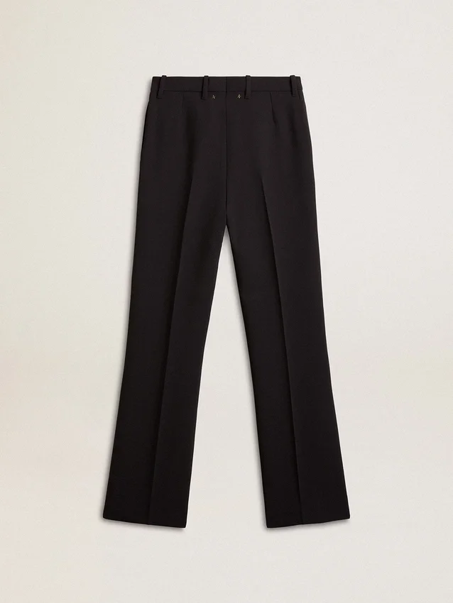 Pantaloni moi pentru femei, de culoare albastru închis, din amestec de lână