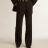 Pantaloni moi pentru femei, de culoare albastru închis, din amestec de lână