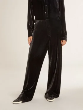 Pantaloni negri cu efect de catifea