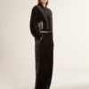 Pantaloni negri cu efect de catifea