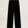 Pantaloni negri cu efect de catifea