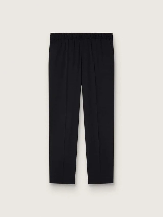 Pantaloni negri din gabardină de lână pentru bărbați