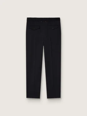 Pantaloni negri din gabardină de lână pentru bărbați