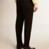Pantaloni negri din gabardină de lână pentru bărbați
