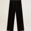 Pantaloni negri pentru bărbați cu efect de catifea