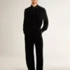 Pantaloni negri pentru bărbați cu efect de catifea