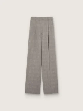 Pantaloni oversized pentru femei, cu model în carouri Prince of Wales gri