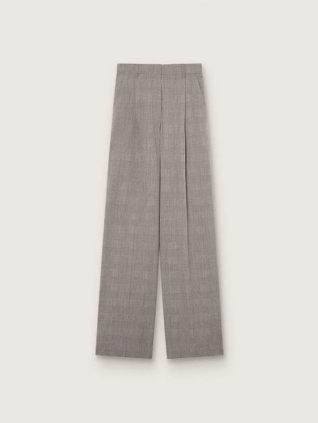 Pantaloni oversized pentru femei, cu model în carouri Prince of Wales gri