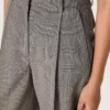 Pantaloni oversized pentru femei, cu model în carouri Prince of Wales gri
