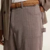 Pantaloni pentru bărbați din amestec de lână, cu model micro-chevron maro deschis