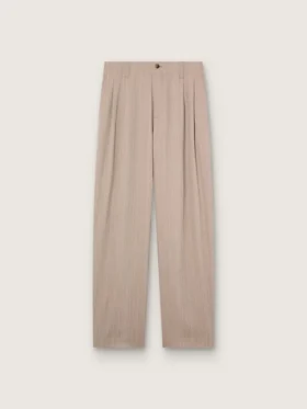 Pantaloni pentru bărbați din amestec de lână gri cu motiv cu dungi fine