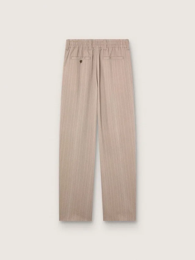 Pantaloni pentru bărbați din amestec de lână gri cu motiv cu dungi fine