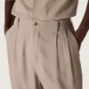Pantaloni pentru bărbați din amestec de lână gri cu motiv cu dungi fine