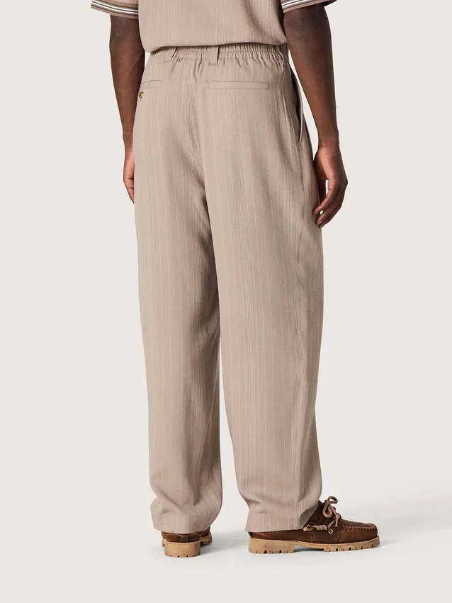 Pantaloni pentru bărbați din amestec de lână gri cu motiv cu dungi fine