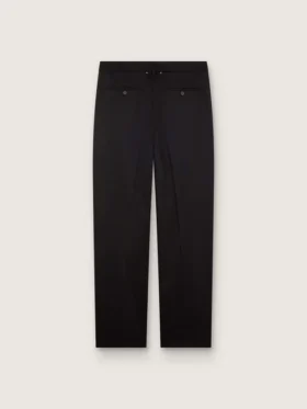 Pantaloni pentru bărbați din lână neagră cu dungă laterală din satin