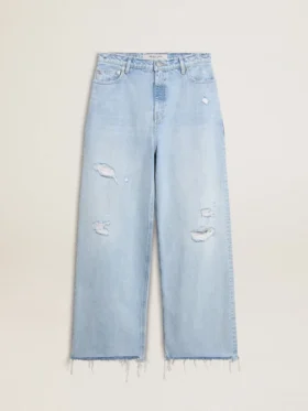 Pantaloni pentru femei din denim cu efect uzat