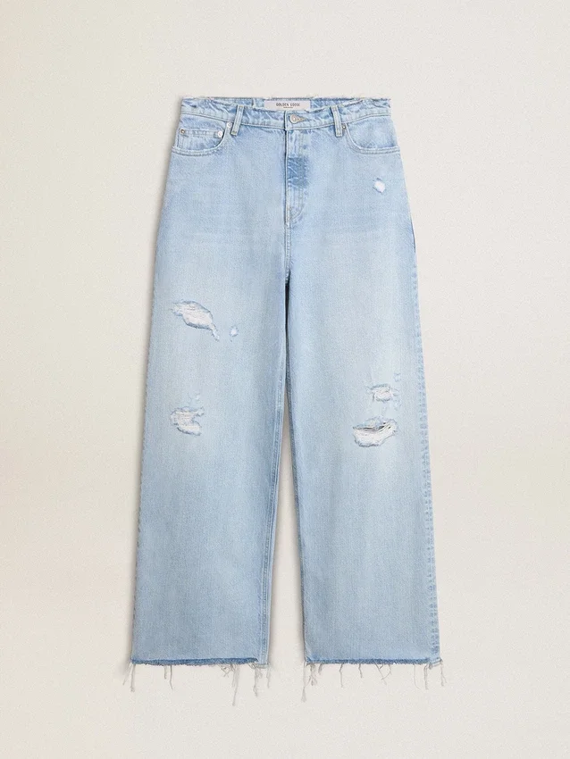 Pantaloni pentru femei din denim cu efect uzat