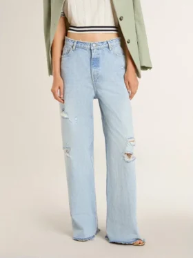 Pantaloni pentru femei din denim cu efect uzat