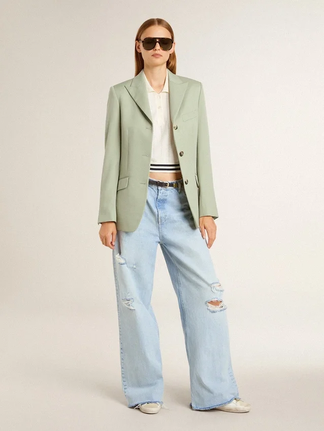 Pantaloni pentru femei din denim cu efect uzat