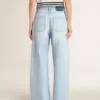 Pantaloni pentru femei din denim cu efect uzat
