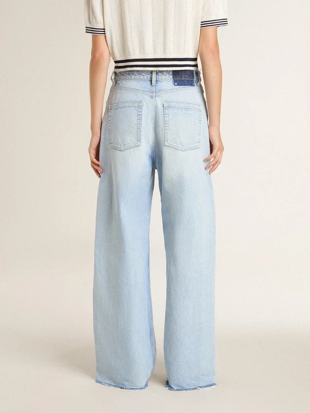 Pantaloni pentru femei din denim cu efect uzat