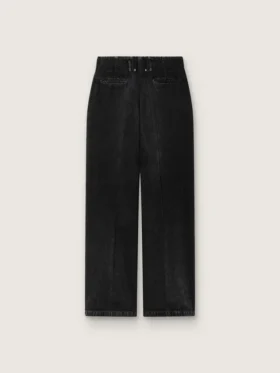 Pantaloni pentru femei din denim negru de bumbac cu finisaj uzat