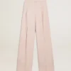 Pantaloni pentru femei din țesătură de lână croiți pe măsură, de culoare roz