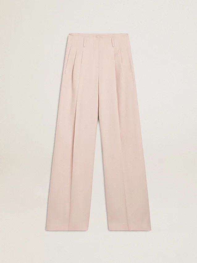 Pantaloni pentru femei din țesătură de lână croiți pe măsură, de culoare roz