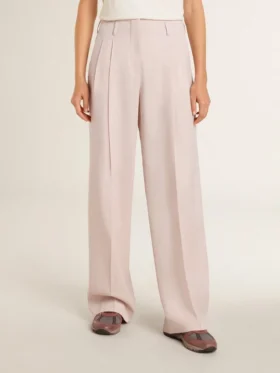 Pantaloni pentru femei din țesătură de lână croiți pe măsură, de culoare roz