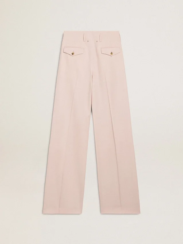 Pantaloni pentru femei din țesătură de lână croiți pe măsură, de culoare roz