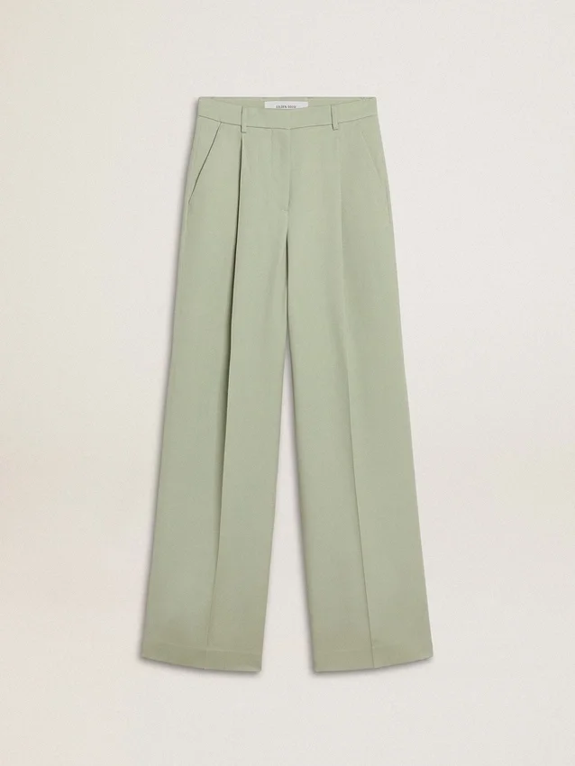Pantaloni pentru femei din lână verde salvie