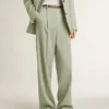 Pantaloni pentru femei din lână verde salvie