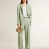 Pantaloni pentru femei din lână verde salvie