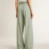 Pantaloni pentru femei din lână verde salvie
