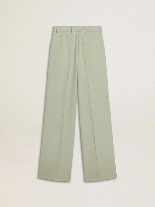 Pantaloni pentru femei din lână verde salvie