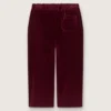 Pantaloni pentru fete de culoare burgund cu efect de catifea și buzunar în spate