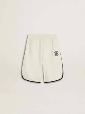 Pantaloni scurți albi pentru băieți cu logo brodat